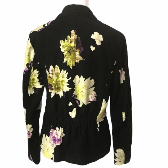 COLDWATER CREEK Women's Floral Blazer Jacket Size 4-6 Black Green Multicolor - Picture 2 of 7